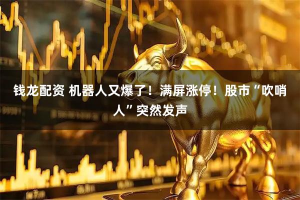 钱龙配资 机器人又爆了！满屏涨停！股市“吹哨人”突然发声